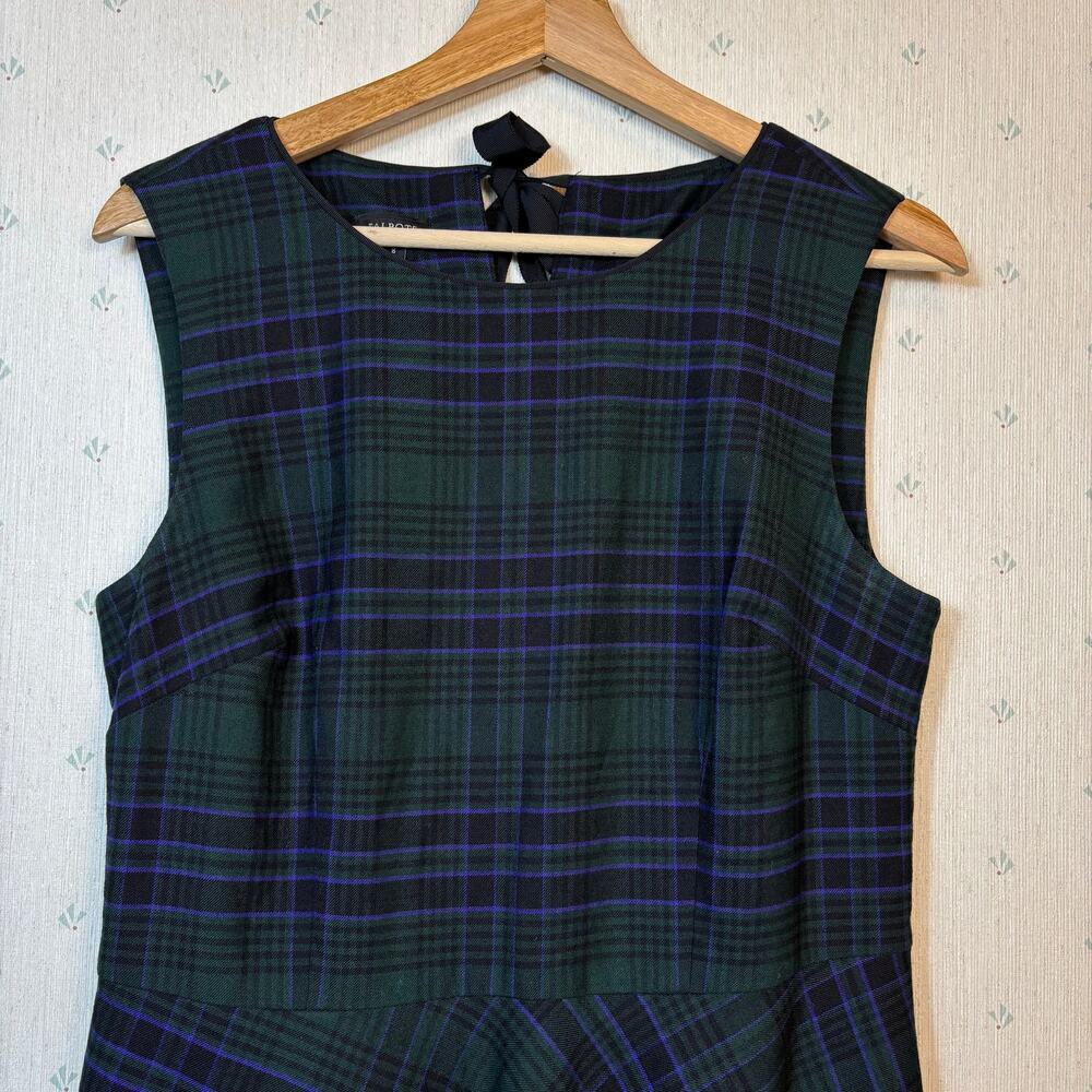 Talbots Sleeveless Fit and Flare Plaid Tartan Dress Size 8 Wool Blend Preppy - Picture 4 of 8